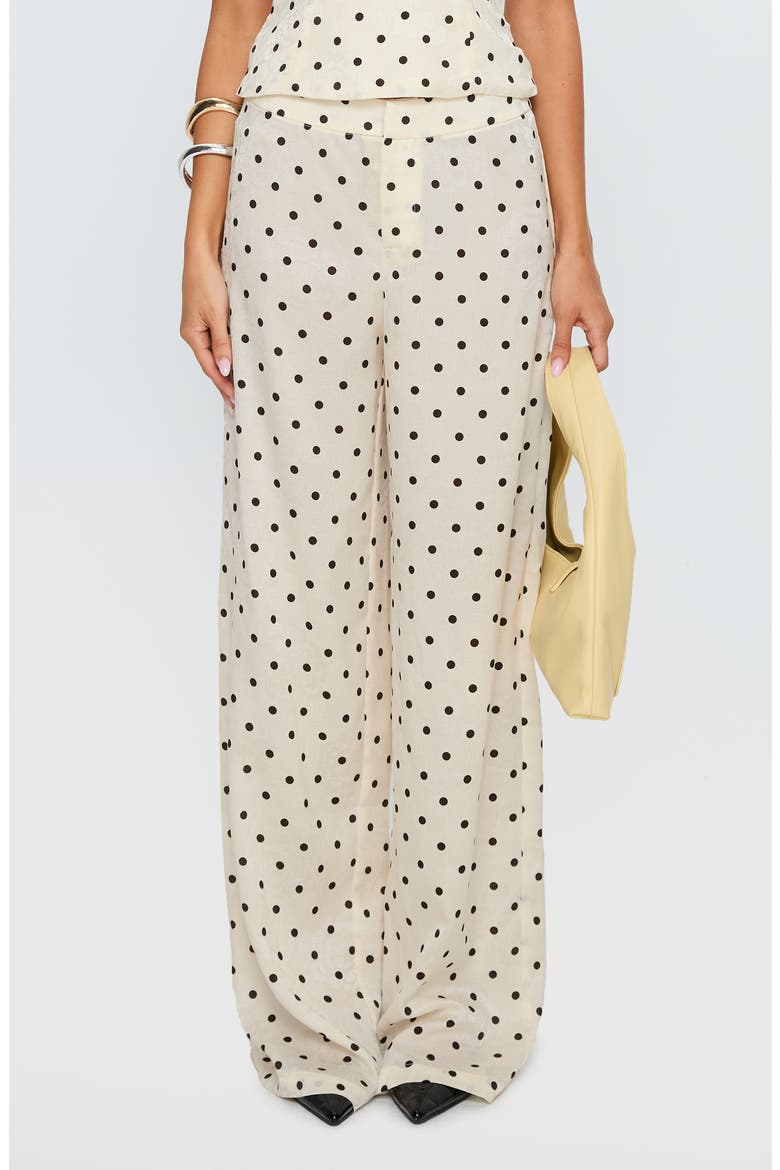 Powdered Sugar Polka Dot Strapless Top & Wide Leg Pants Set, Alternate, color, CREAM POLKA