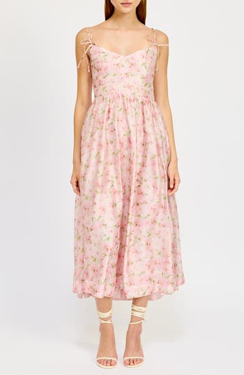 En Saison Josette Floral Midi Dress In Pink