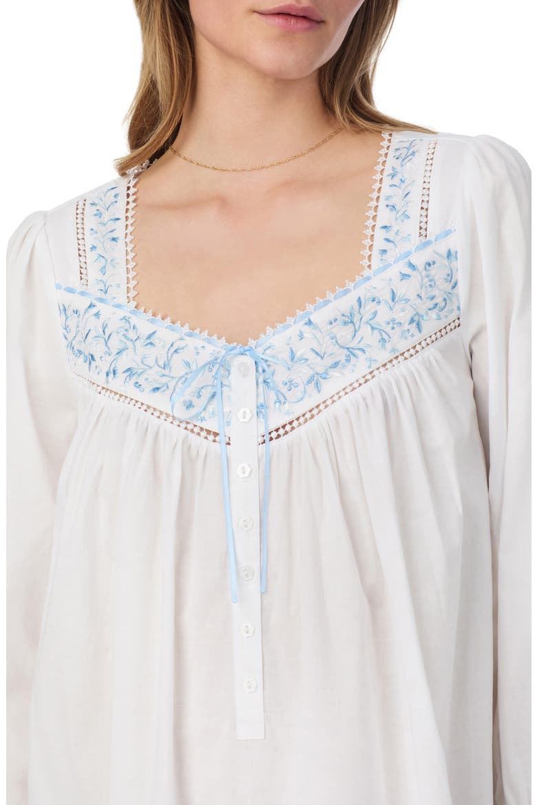 Long Sleeve Cotton Lawn Ballet Nightgown, Alternate, color, WHITE