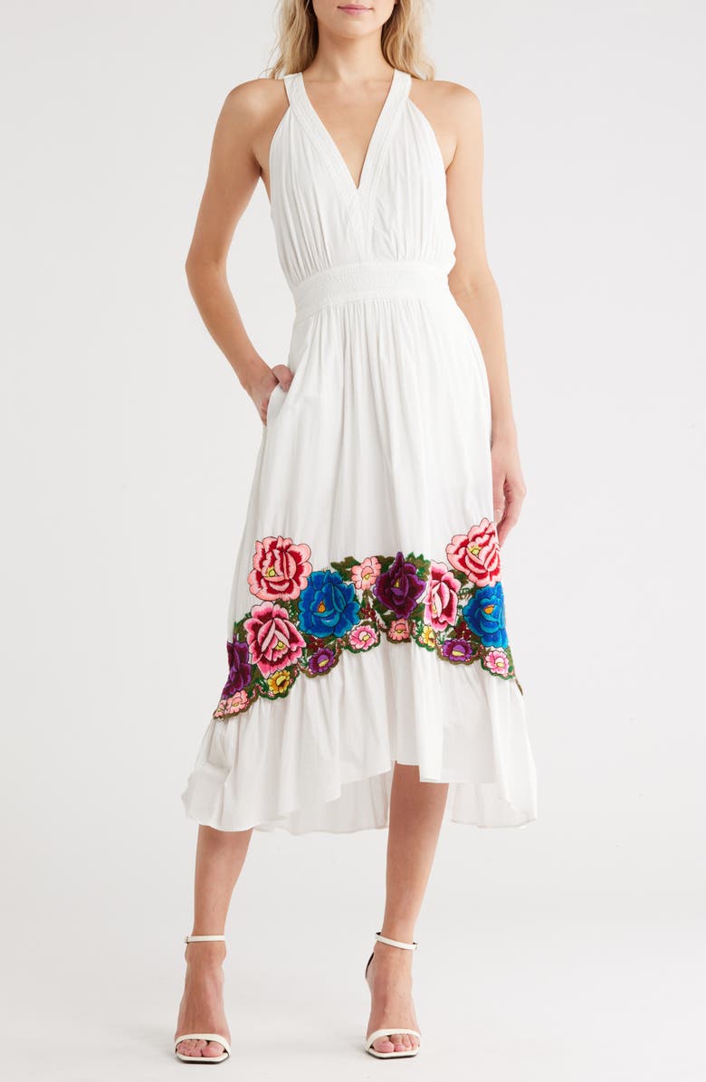 Ramy Brook Cordealia Embroidered Dress, Main, color, White Garden