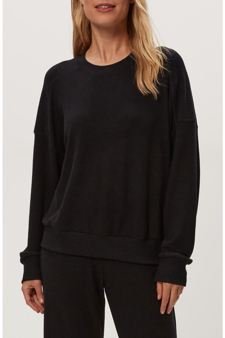 Marty Drop Shoulder Pullover, Alternate, color, BLACK