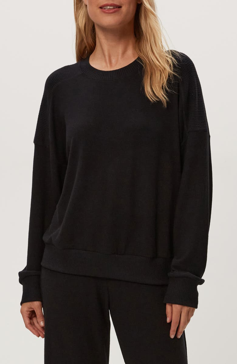 Michael Stars Marty Drop Shoulder Pullover, Alternate, color, Black