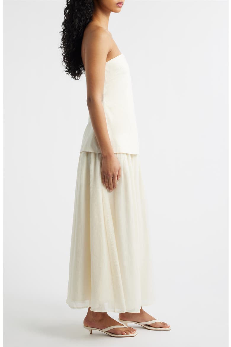 Strapless Mixed Media Maxi Dress, Alternate, color, CREAM