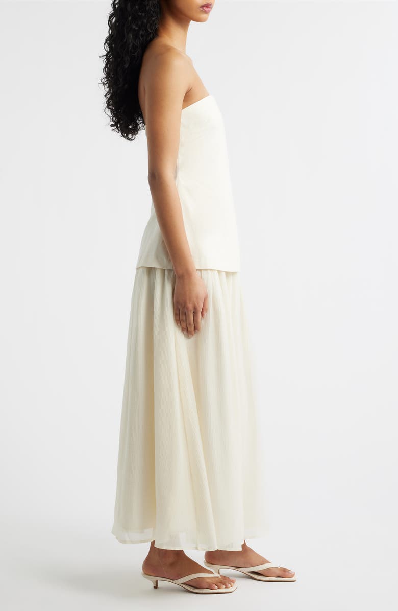 MOON RIVER Strapless Mixed Media Maxi Dress, Alternate, color, Cream