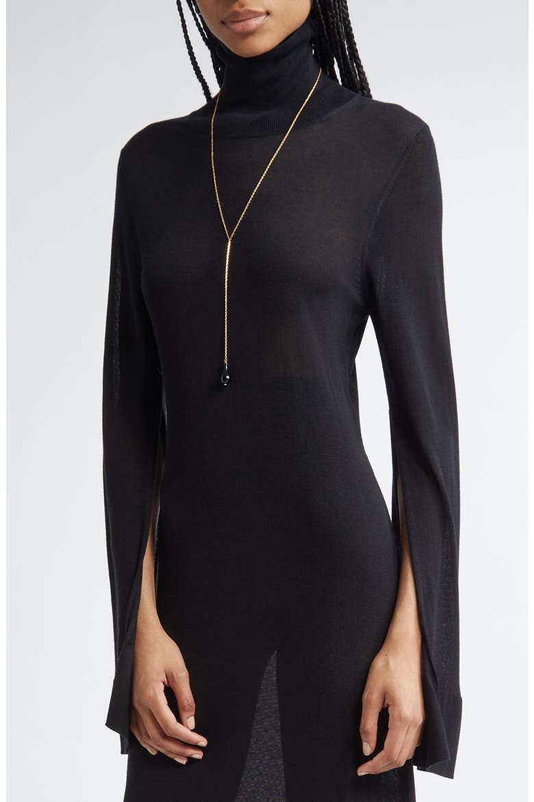 Slit Long Sleeve Jersey Dress, Alternate, color, BLACK