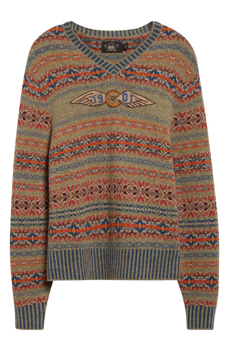 Double RL Hand-Embroidered Fair Isle Wool Blend Sweater, Alternate, color, 