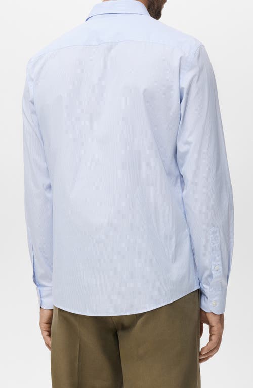 Mango Regular Fit Stripe Cotton Button-up Shirt In Blue