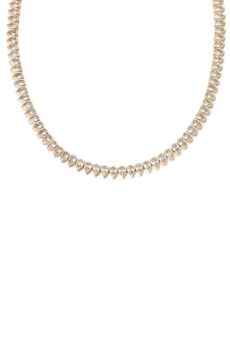 Pear Crystal Collar Necklace, Alternate, color, GOLD