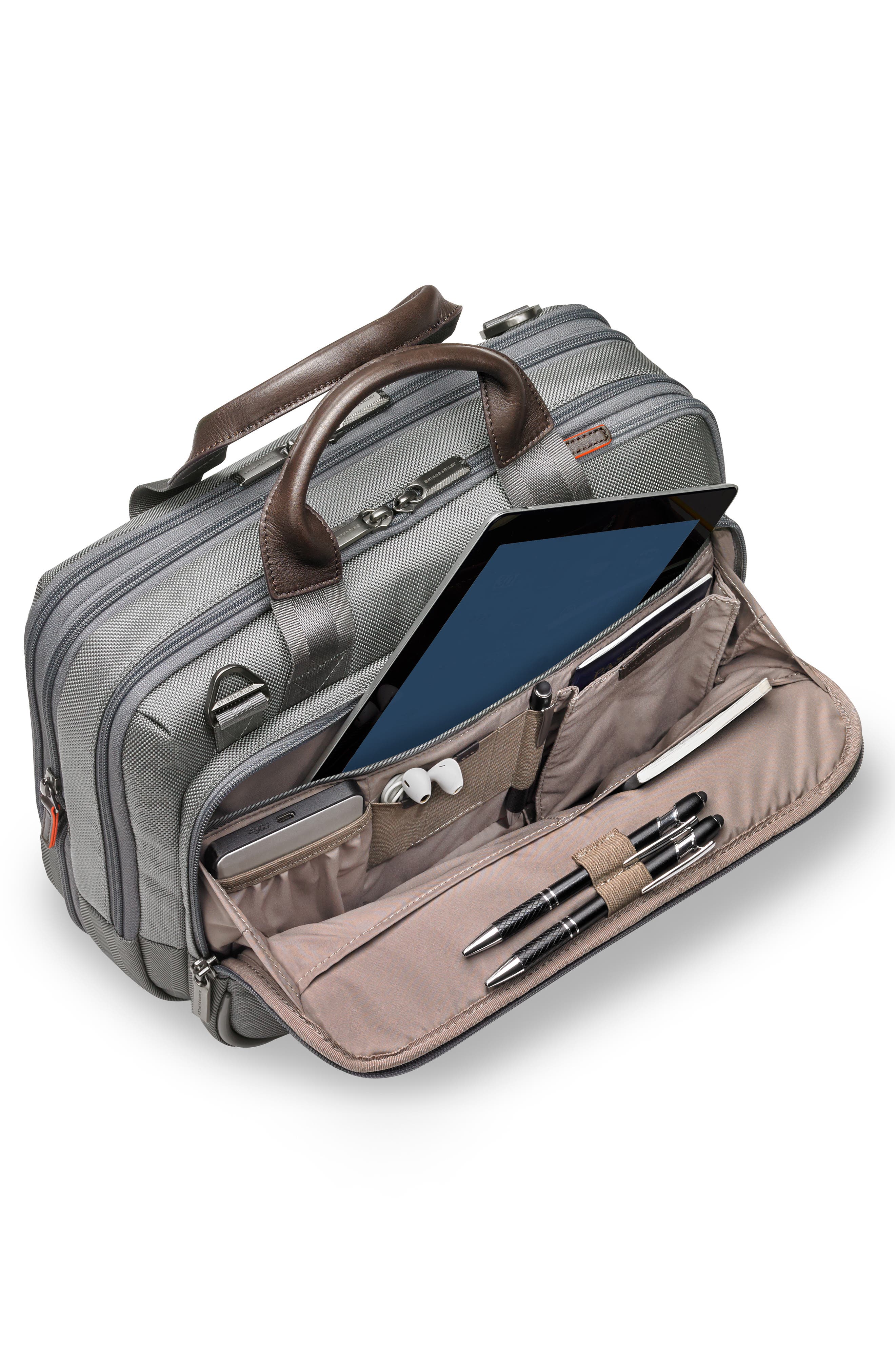 @work Small Expandable Ballistic Nylon Laptop Briefcase with RFID Pocket, Alternate, color, GREY