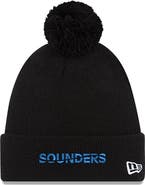 New Era Men's New Era Black Seattle Sounders FC Wordmark Pom Cuffed Knit Hat