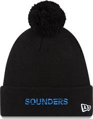 New Era Men's New Era Black Seattle Sounders FC Wordmark Pom Cuffed Knit Hat