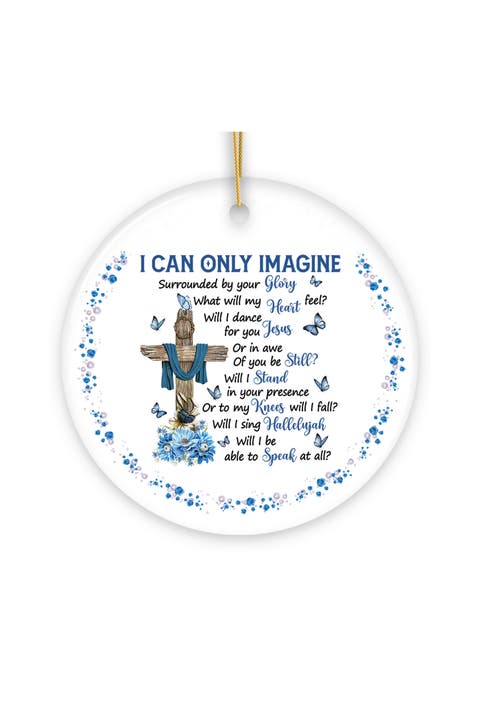I Can Only Imagine Blue Butterfly Cross Ornament
