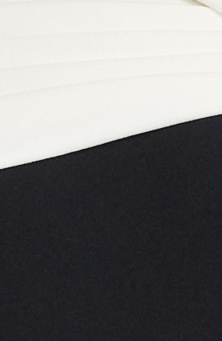 Tadashi Shoji Off the Shoulder Colorblock Crepe Gown, Alternate, color, Black/ Ivory