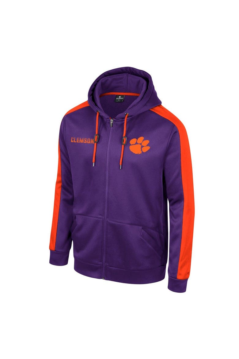 Men's Colosseum  Purple Clemson Tigers Reese Full-Zip Hoodie, Alternate, color, Purple