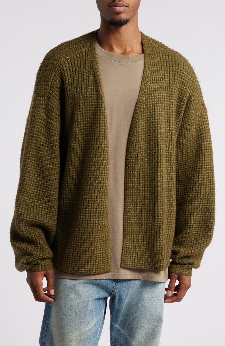 Fear of God Essentials Gender Inclusive Heavy Waffle Knit Cardigan, Main, color,