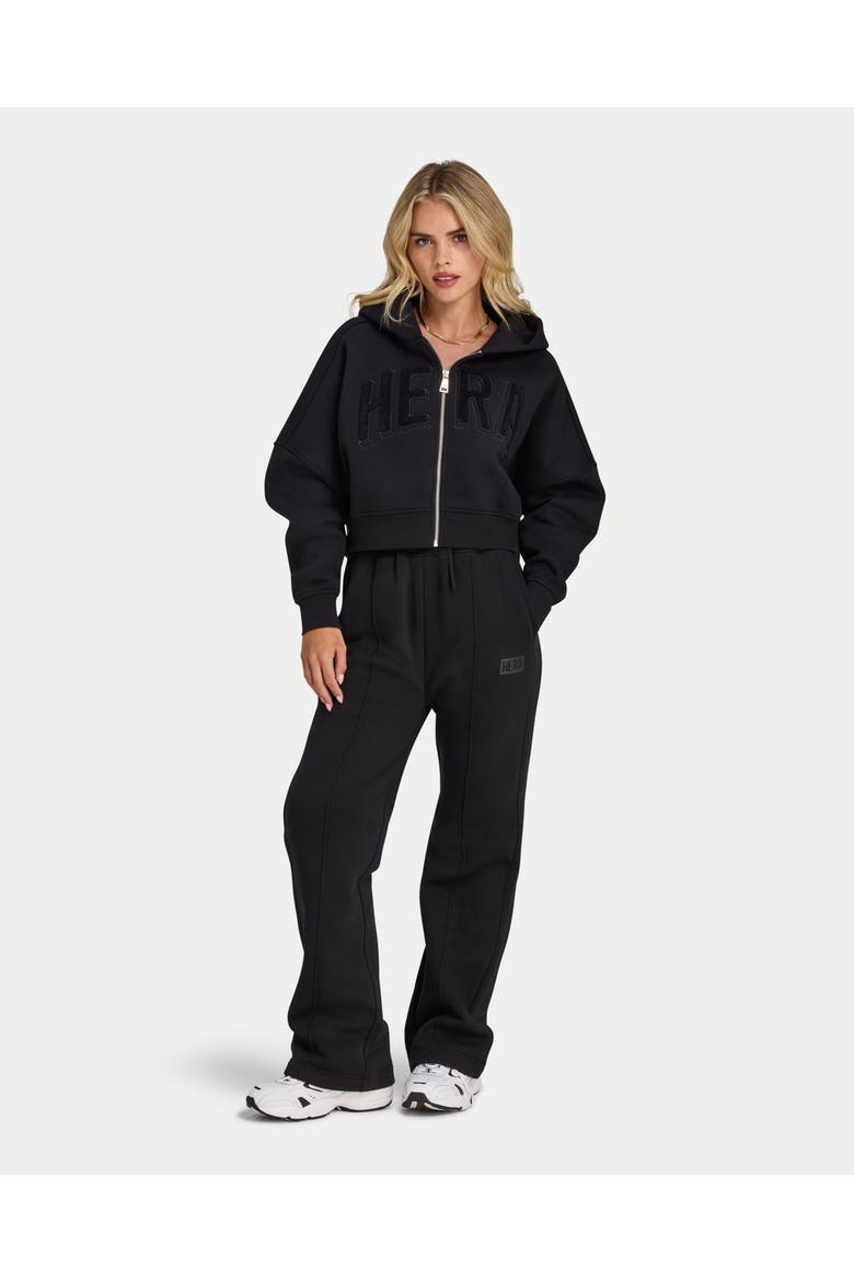 365 Long Sleeve Cropped Zip Hoodie, Main, color, Black
