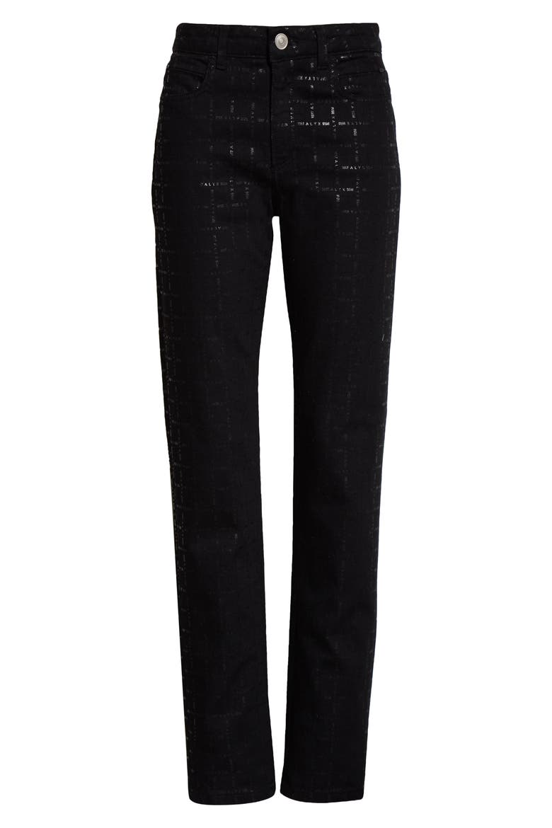 Logo Print High Waist Skinny Jeans, Alternate, color, BLACK