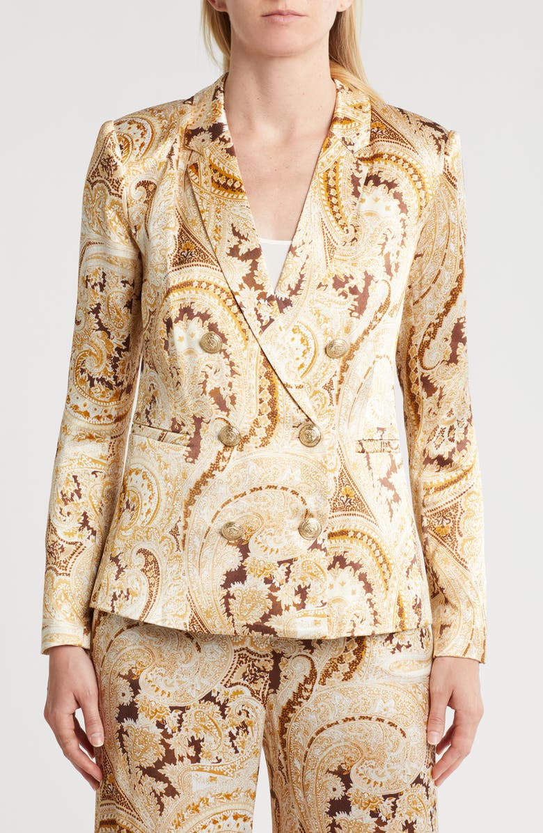 L'AGENCE Colin Paisley Double Breasted Blazer, Main, color,