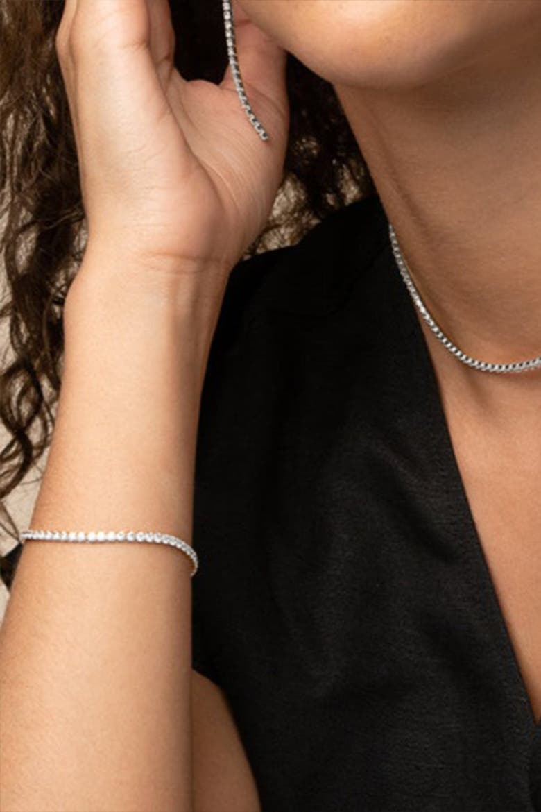Sterling Silver 18k Gold Plated Cherie Tennis Necklace & Bracelet Set Dainty Duo, Alternate, color, Silver