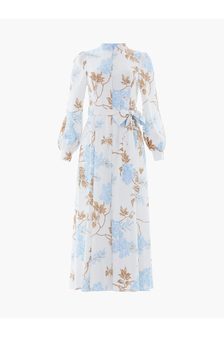 Wisteria Jacquard Shirt Dress, Alternate, color, Optic White/Blue