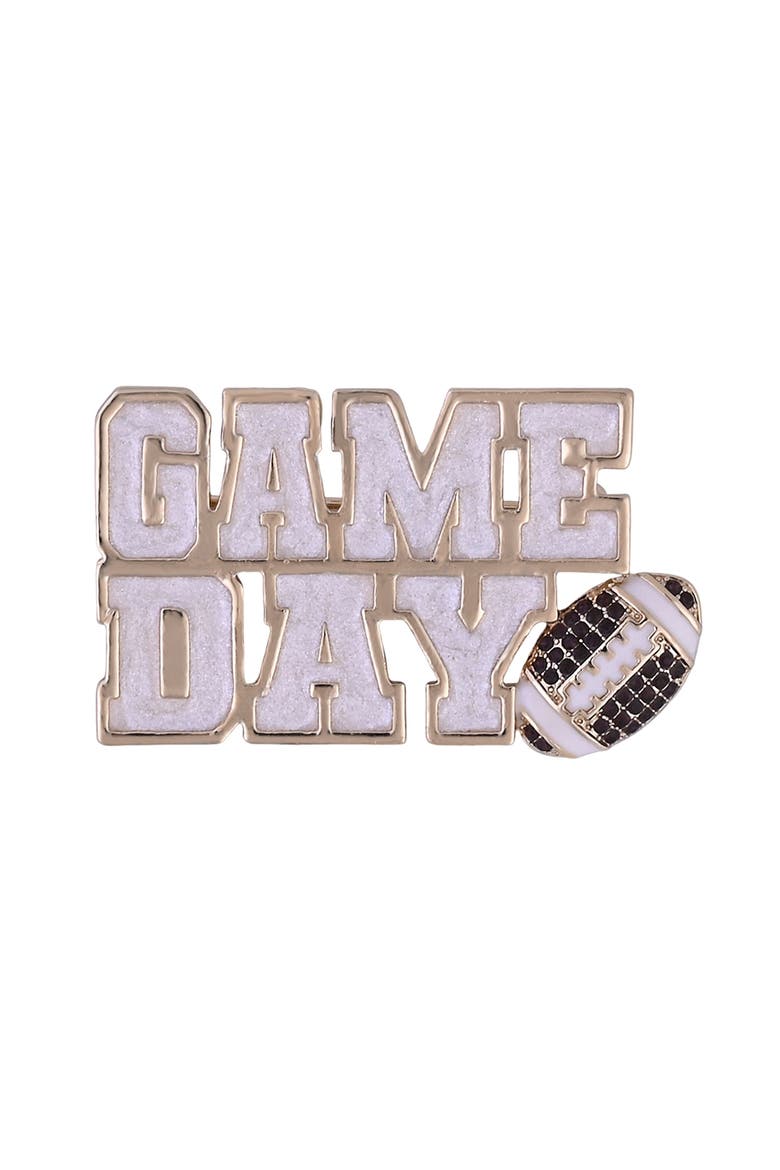 Game Day Glitter and Stone Pin, Alternate, color, Brown
