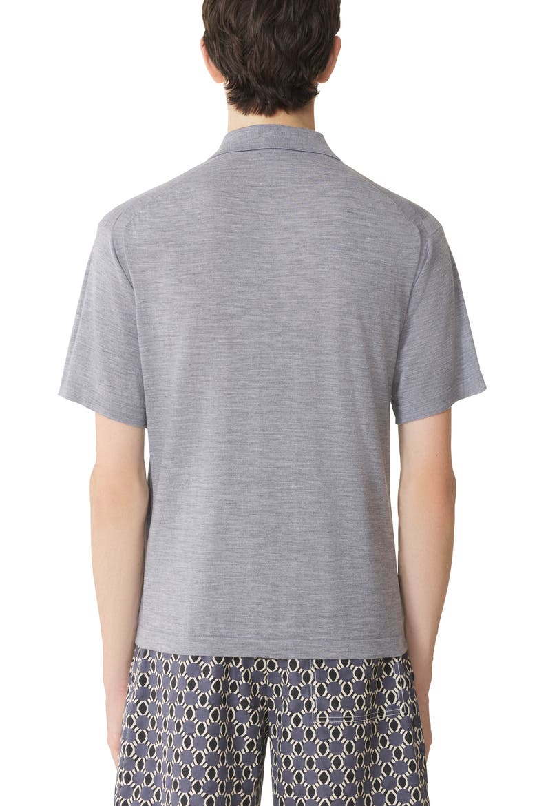 Black Merino Wool Polo Shirt, Alternate, color, Light Grey