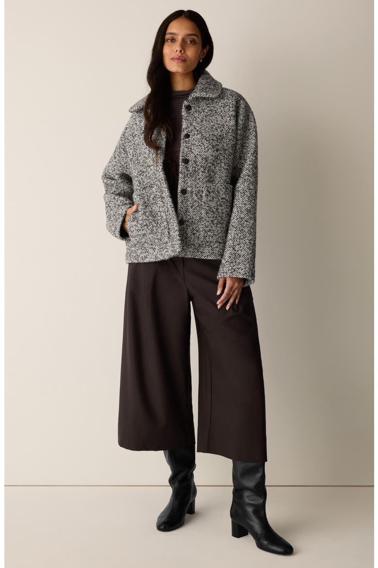 Marled Wool Blend Classic Collar Coat, Alternate, color, COFFEE
