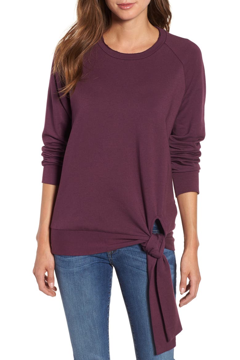 Tie Knot Sweatshirt, Main, color, PURPLE POTENT