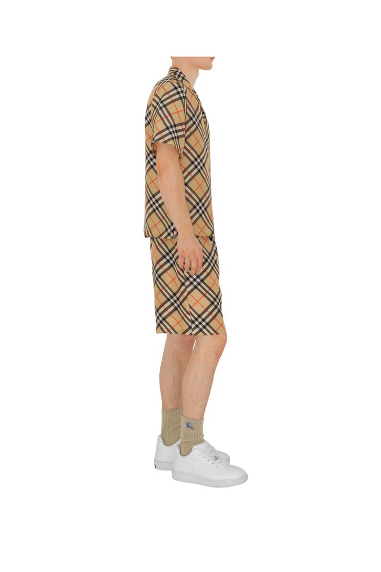 Oversized Check Silk Shirt, Alternate, color, Sand beige