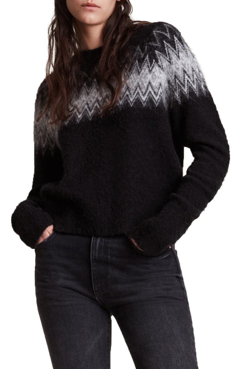 AllSaints Clyde Wool & Alpaca Sweater, Main, color, Black