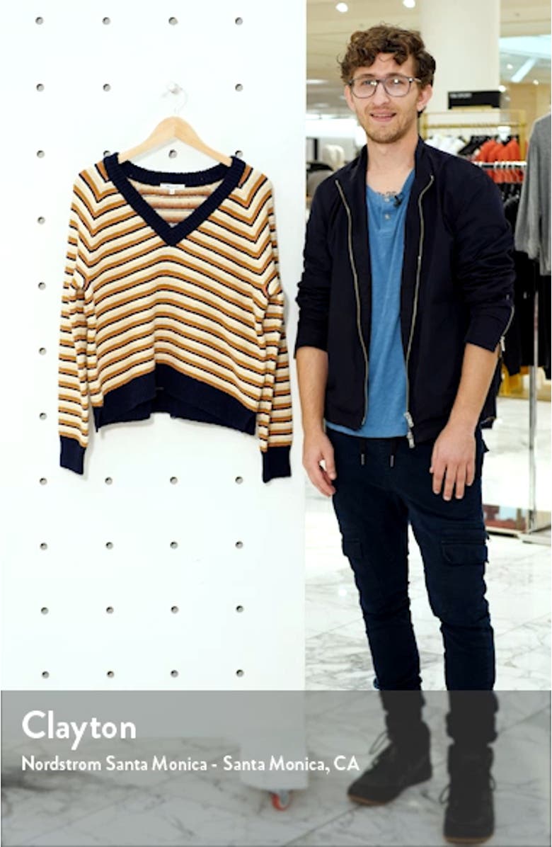 Arden V-Neck Pullover Sweater in Stripe, sales video thumbnail