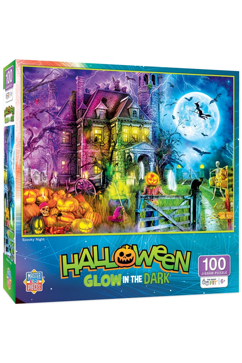 Spooky Night 100 Piece Glow Puzzle, Main, color, Multicolor