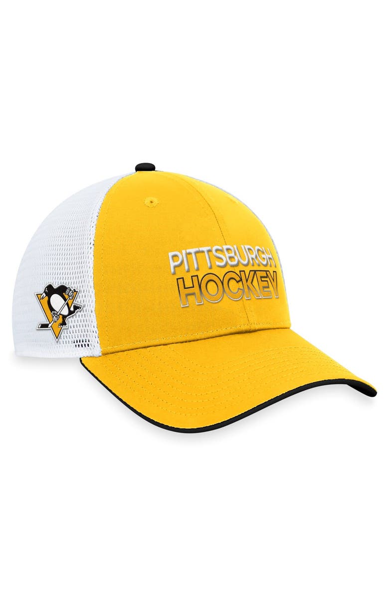 FANATICS Men's Fanatics Branded Gold Pittsburgh Penguins Authentic Pro Rink Trucker Adjustable Hat, Main, color, Gold
