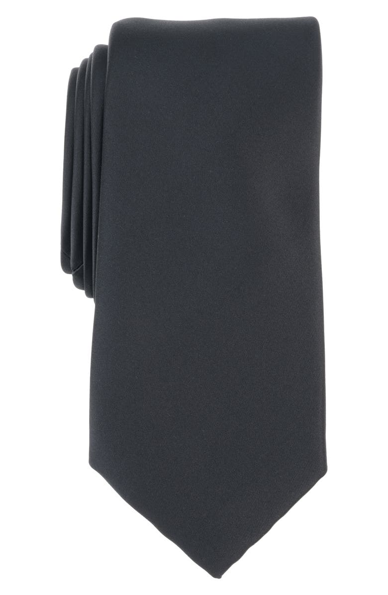 SAVILE ROW CO Solid Satin Tie, Main, color, Black
