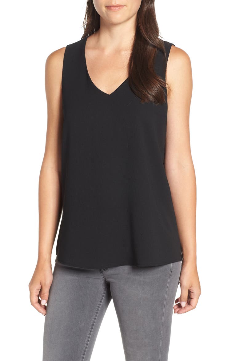V-Neck Shell, Main, color, BLACK