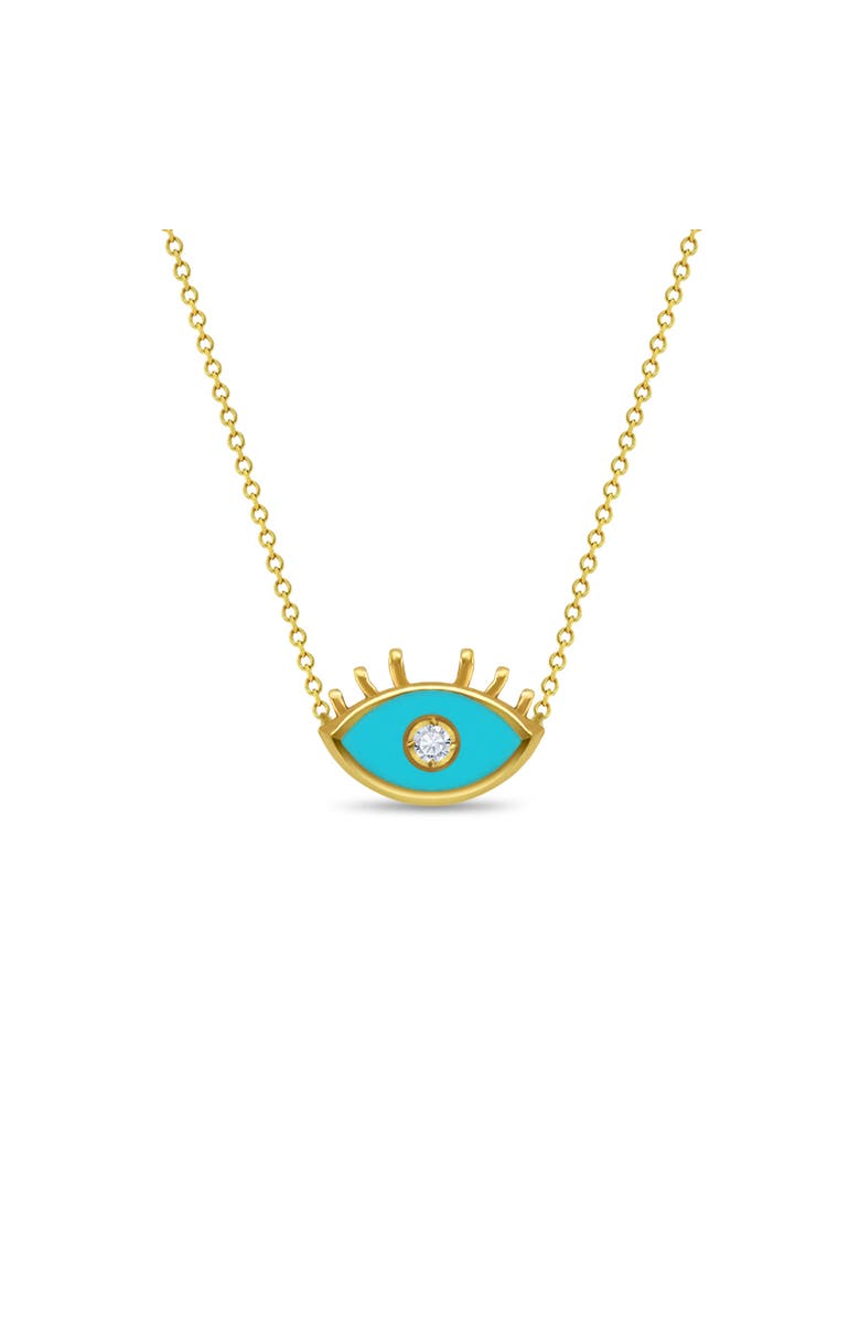In Season Jewelry 14k CZ Enamel Evil Eye Necklace, Main, color, Gold