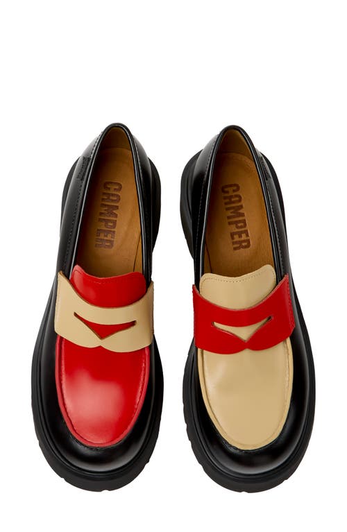 Camper Milah Mismatched Penny Loafers In Black Multi