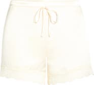 Etam Milky Lace Trim Washable Silk Satin Pajama Shorts