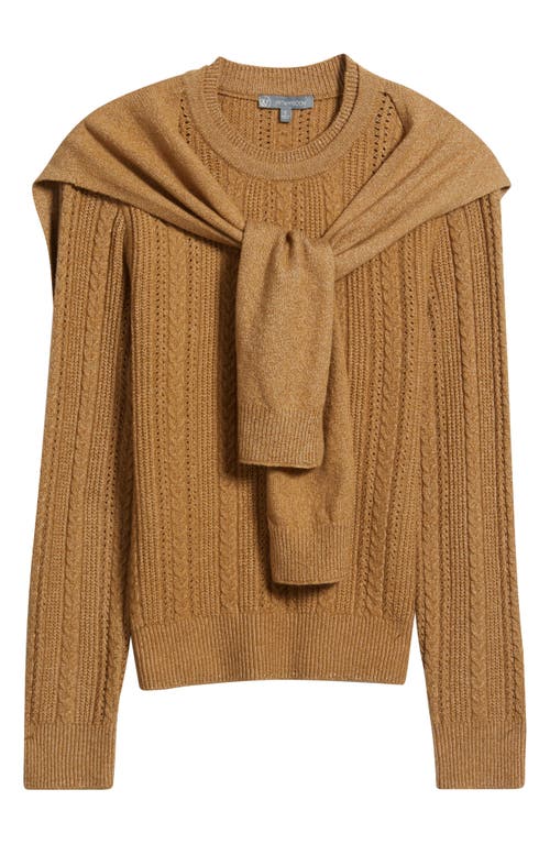 Wit & Wisdom Cable Stitch Twofer Tie Sleeve Sweater In Neutral