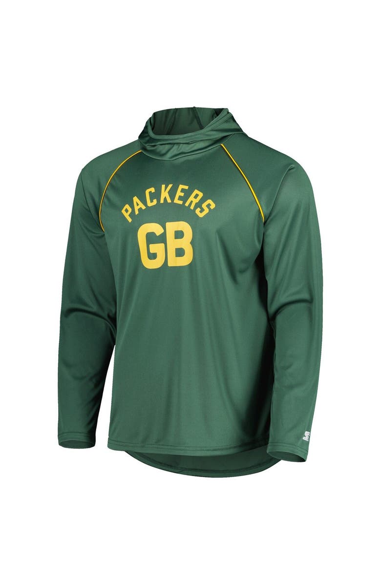 STARTER Men's Starter Green Green Bay Packers Vintage Logo Raglan Hoodie T-Shirt, Alternate, color, 