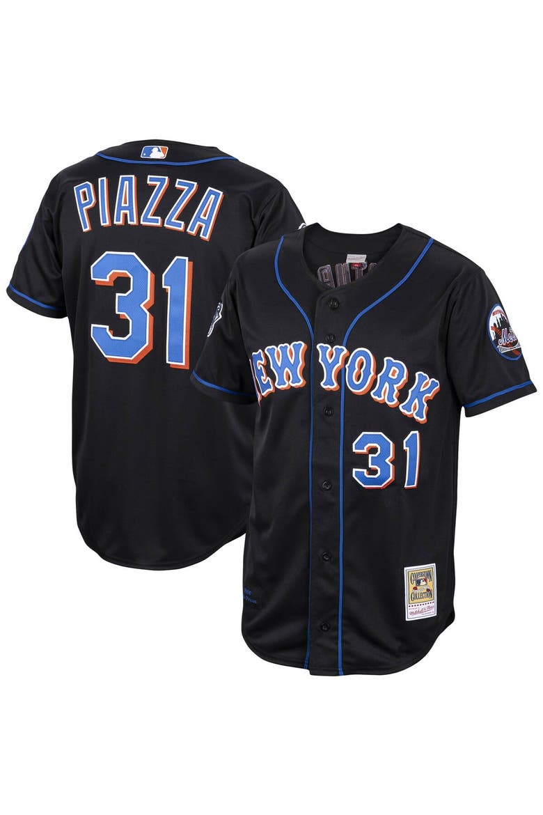 Men's Mitchell & Ness Mike Piazza Black New York Mets Alternate 2000 Cooperstown Collection Authentic Jersey, Main, color, Black