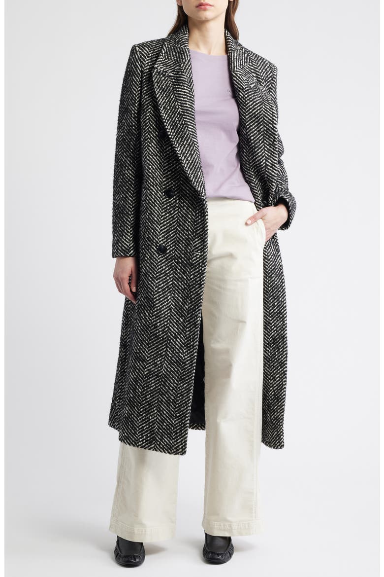 Covalli Longline Herringbone Coat, Main, color, GREY MULTI