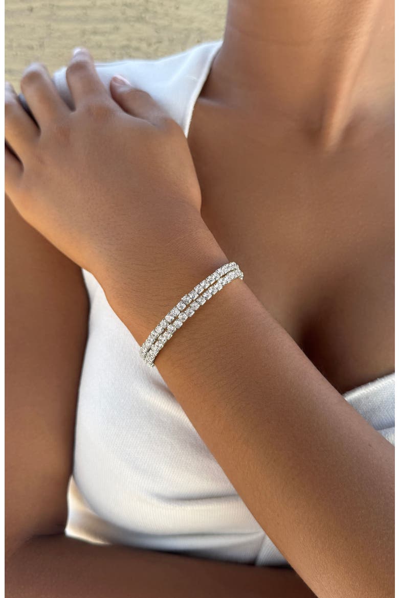Crystal Stretch Coil Bracelet, Alternate, color, SILVER