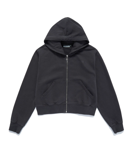 Samii Ryan Black Stone Wash Zip-up Hoodie In Washed Black