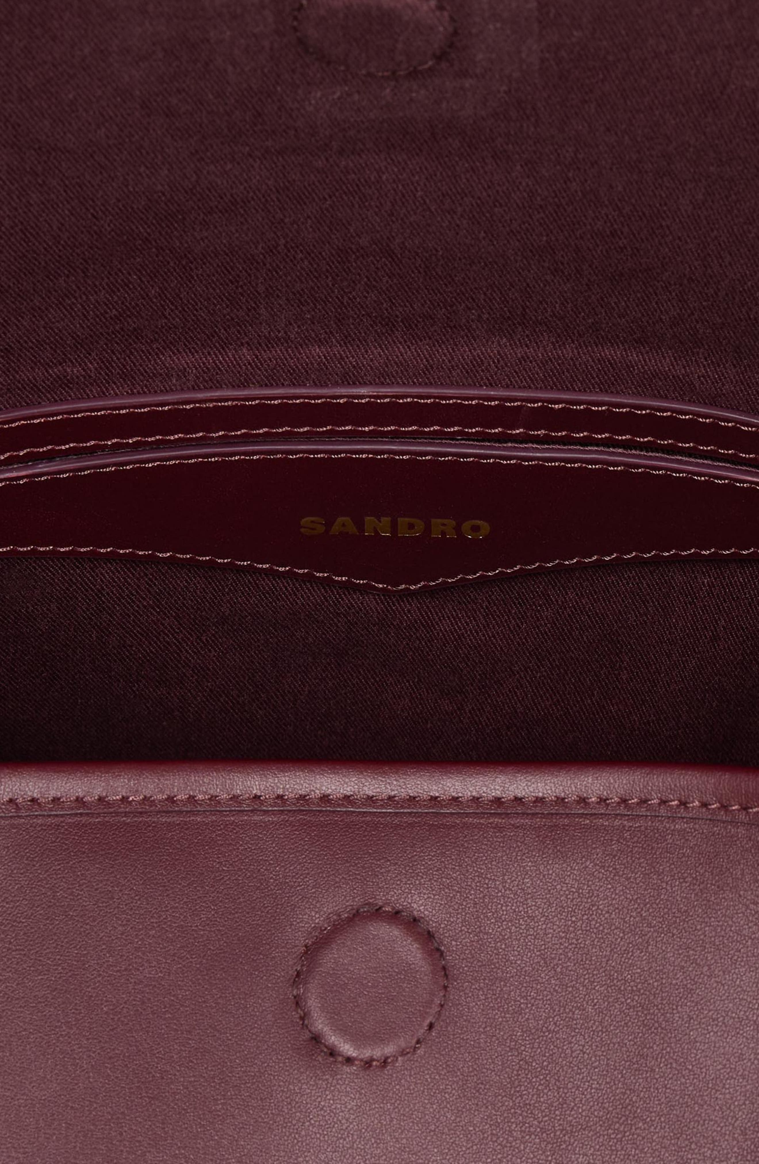 SANDRO Leather bucket bag, Alternate, color, Bordeaux