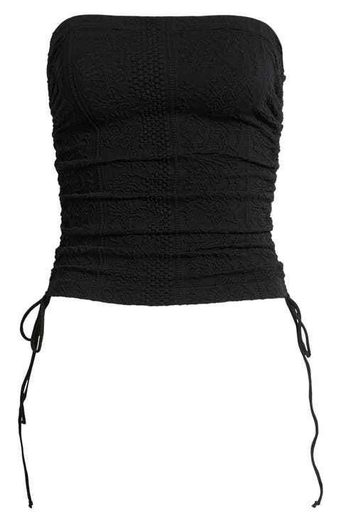 Ruched Tapestry Bandeau Top