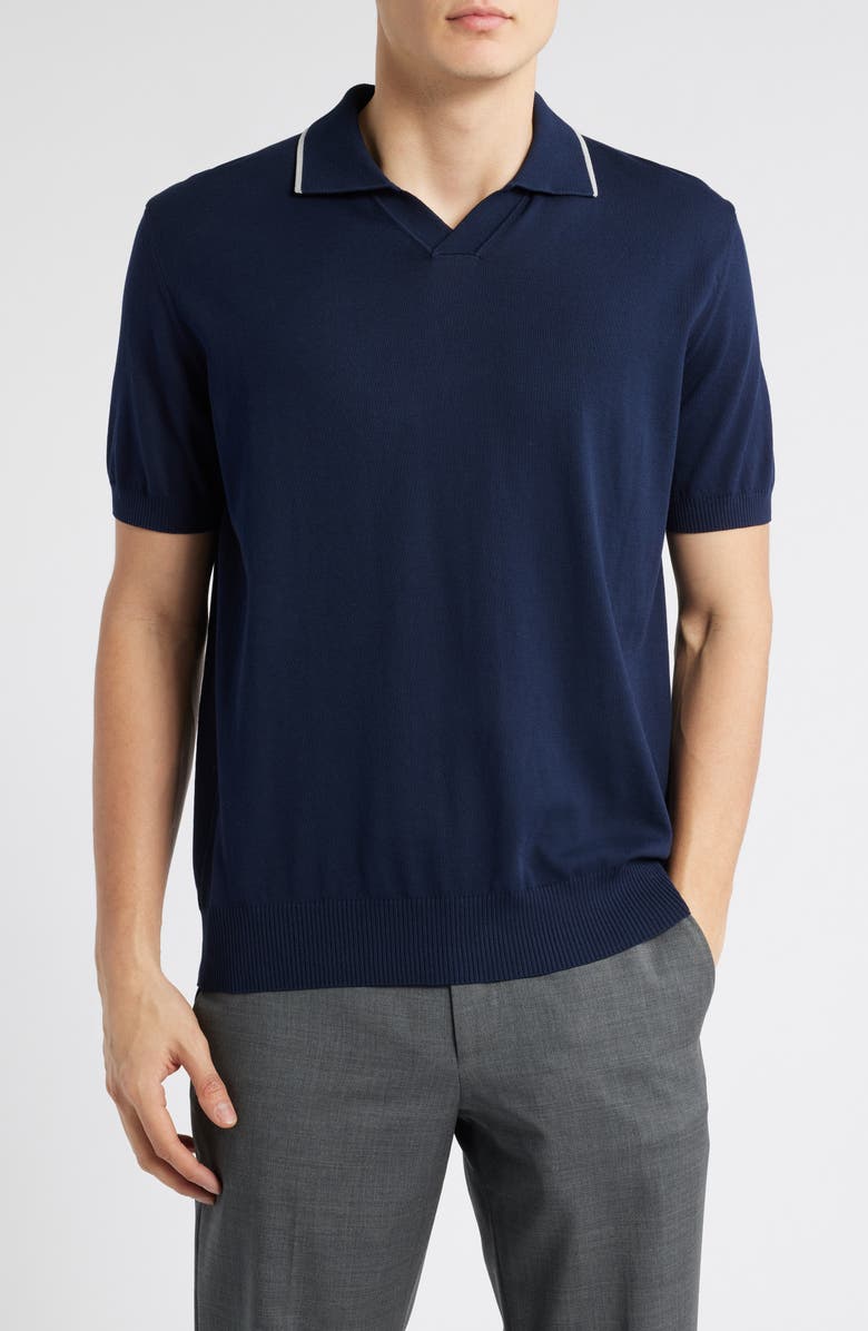 Canali Regular Fit Johnny Collar Polo, Main, color, Navy