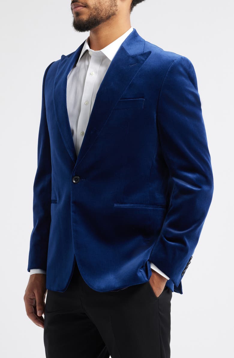 Jack Victor Erie Peaked Lapel Stretch Velvet Dinner Jacket, Alternate, color, 