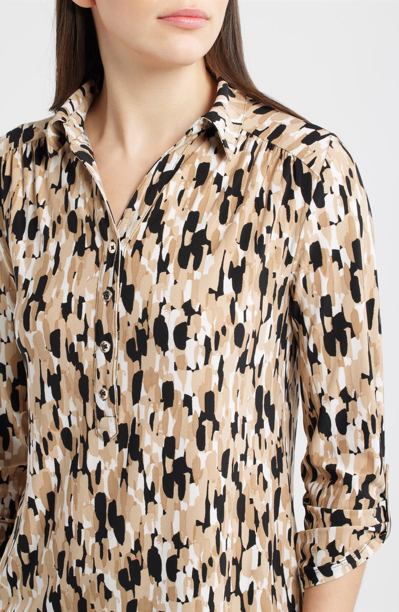 AK ANNE KLEIN Print Shirt, Alternate, color, Anne Black/ Latte Multi