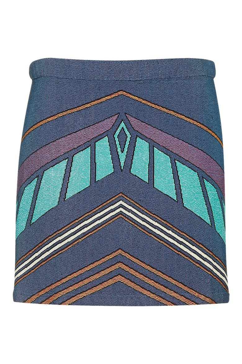 Chevron Print A-Line Skirt, Alternate, color, BLUE MULTI